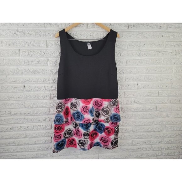 Lucy Diamonds Womens Dress 3X Plus Tank Mini Pull On Tiered Pink Floral BLA90E - Picture 1 of 11